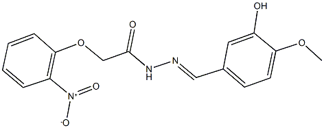 N'-(3-hydroxy-4-methoxybenzylidene)-2-{2-nitrophenoxy}acetohydrazide Struktur