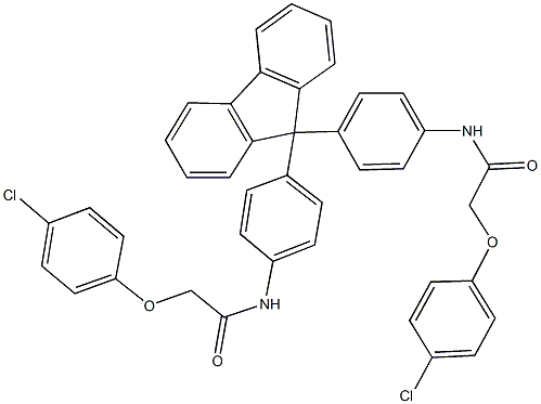 2-(4-chlorophenoxy)-N-{4-[9-(4-{[(4-chlorophenoxy)acetyl]amino}phenyl)-9H-fluoren-9-yl]phenyl}acetamide Struktur