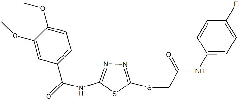 N-(5-{[2-(4-fluoroanilino)-2-oxoethyl]sulfanyl}-1,3,4-thiadiazol-2-yl)-3,4-dimethoxybenzamide Struktur