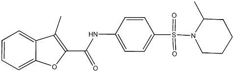 3-methyl-N-{4-[(2-methyl-1-piperidinyl)sulfonyl]phenyl}-1-benzofuran-2-carboxamide Struktur