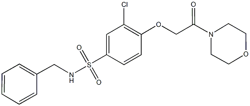 N-benzyl-3-chloro-4-[2-(4-morpholinyl)-2-oxoethoxy]benzenesulfonamide Struktur