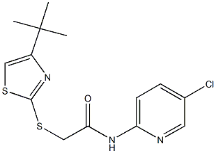 2-[(4-tert-butyl-1,3-thiazol-2-yl)sulfanyl]-N-(5-chloro-2-pyridinyl)acetamide Struktur