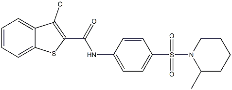 3-chloro-N-{4-[(2-methyl-1-piperidinyl)sulfonyl]phenyl}-1-benzothiophene-2-carboxamide Struktur