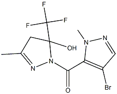 1-[(4-bromo-1-methyl-1H-pyrazol-5-yl)carbonyl]-3-methyl-5-(trifluoromethyl)-4,5-dihydro-1H-pyrazol-5-ol Struktur