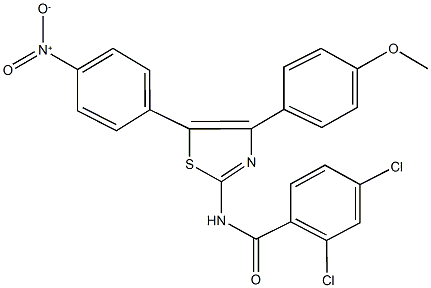 2,4-dichloro-N-[5-{4-nitrophenyl}-4-(4-methoxyphenyl)-1,3-thiazol-2-yl]benzamide Struktur