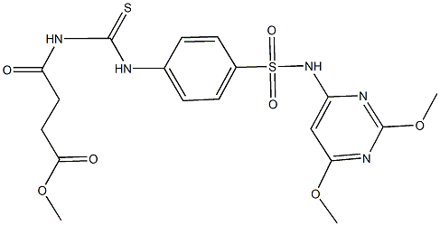 methyl 4-{[(4-{[(2,6-dimethoxy-4-pyrimidinyl)amino]sulfonyl}anilino)carbothioyl]amino}-4-oxobutanoate Struktur