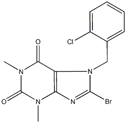 8-bromo-7-(2-chlorobenzyl)-1,3-dimethyl-3,7-dihydro-1H-purine-2,6-dione Struktur