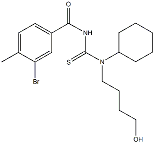 N'-(3-bromo-4-methylbenzoyl)-N-cyclohexyl-N-(4-hydroxybutyl)thiourea Struktur