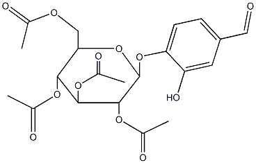 3,5-bis(acetyloxy)-2-[(acetyloxy)methyl]-6-(4-formyl-2-hydroxyphenoxy)tetrahydro-2H-pyran-4-yl acetate Struktur