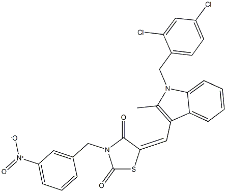 5-{[1-(2,4-dichlorobenzyl)-2-methyl-1H-indol-3-yl]methylene}-3-{3-nitrobenzyl}-1,3-thiazolidine-2,4-dione Struktur