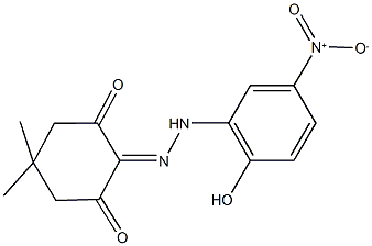 5,5-dimethylcyclohexane-1,2,3-trione 2-({2-hydroxy-5-nitrophenyl}hydrazone) Struktur