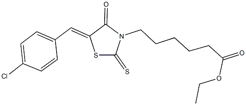 ethyl 6-[5-(4-chlorobenzylidene)-4-oxo-2-thioxo-1,3-thiazolidin-3-yl]hexanoate Struktur