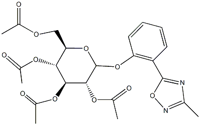 3,5-bis(acetyloxy)-2-[(acetyloxy)methyl]-6-[2-(3-methyl-1,2,4-oxadiazol-5-yl)phenoxy]tetrahydro-2H-pyran-4-yl acetate Struktur