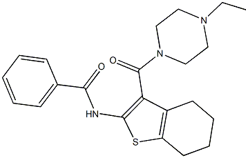 N-{3-[(4-ethyl-1-piperazinyl)carbonyl]-4,5,6,7-tetrahydro-1-benzothien-2-yl}benzamide Struktur