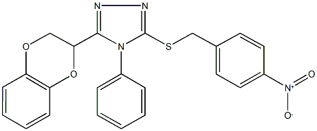 3-(2,3-dihydro-1,4-benzodioxin-2-yl)-5-({4-nitrobenzyl}sulfanyl)-4-phenyl-4H-1,2,4-triazole Struktur