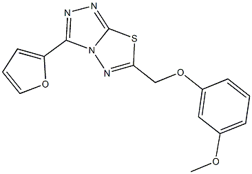 3-(2-furyl)-6-[(3-methoxyphenoxy)methyl][1,2,4]triazolo[3,4-b][1,3,4]thiadiazole Struktur