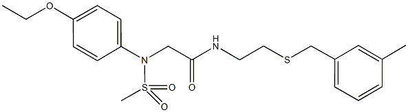 2-[4-ethoxy(methylsulfonyl)anilino]-N-{2-[(3-methylbenzyl)sulfanyl]ethyl}acetamide Struktur