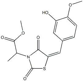 methyl 2-[5-(3-hydroxy-4-methoxybenzylidene)-2,4-dioxo-1,3-thiazolidin-3-yl]propanoate Struktur