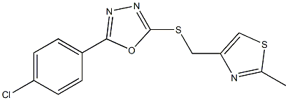 5-(4-chlorophenyl)-1,3,4-oxadiazol-2-yl (2-methyl-1,3-thiazol-4-yl)methyl sulfide Struktur