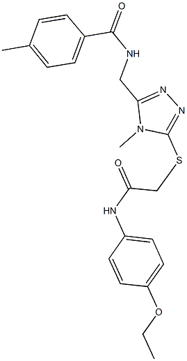 N-[(5-{[2-(4-ethoxyanilino)-2-oxoethyl]sulfanyl}-4-methyl-4H-1,2,4-triazol-3-yl)methyl]-4-methylbenzamide Struktur