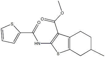 methyl 6-methyl-2-[(2-thienylcarbonyl)amino]-4,5,6,7-tetrahydro-1-benzothiophene-3-carboxylate Struktur