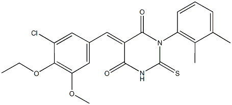 5-(3-chloro-4-ethoxy-5-methoxybenzylidene)-1-(2,3-dimethylphenyl)-2-thioxodihydro-4,6(1H,5H)-pyrimidinedione Struktur