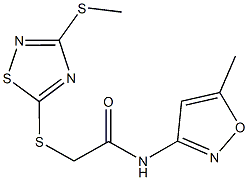 N-(5-methyl-3-isoxazolyl)-2-{[3-(methylsulfanyl)-1,2,4-thiadiazol-5-yl]sulfanyl}acetamide Struktur