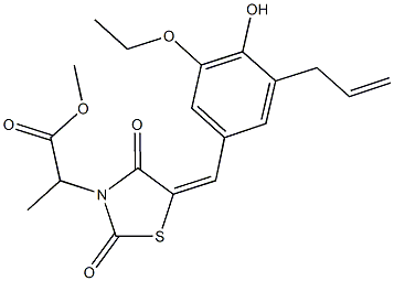 methyl 2-[5-(3-allyl-5-ethoxy-4-hydroxybenzylidene)-2,4-dioxo-1,3-thiazolidin-3-yl]propanoate Struktur