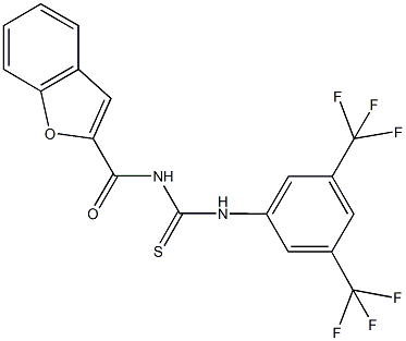 N-(1-benzofuran-2-ylcarbonyl)-N'-[3,5-bis(trifluoromethyl)phenyl]thiourea Struktur