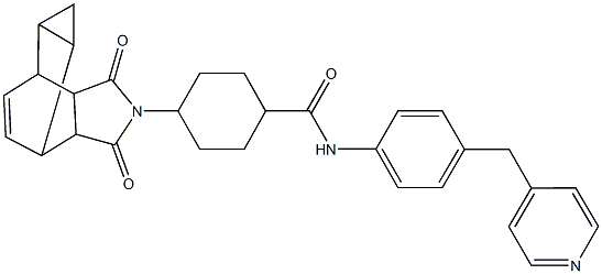 4-(3,5-dioxo-4-azatetracyclo[5.3.2.0~2,6~.0~8,10~]dodec-11-en-4-yl)-N-[4-(4-pyridinylmethyl)phenyl]cyclohexanecarboxamide Struktur