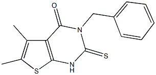 3-benzyl-5,6-dimethyl-2-thioxo-2,3-dihydrothieno[2,3-d]pyrimidin-4(1H)-one Struktur