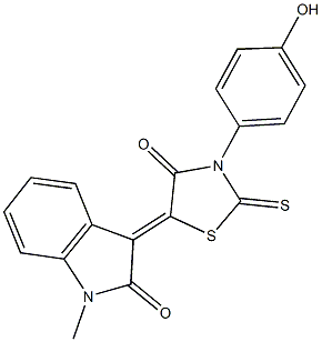 3-[3-(4-hydroxyphenyl)-4-oxo-2-thioxo-1,3-thiazolidin-5-ylidene]-1-methyl-1,3-dihydro-2H-indol-2-one Struktur