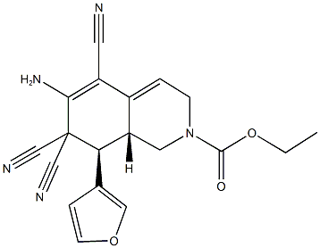 ethyl 6-amino-5,7,7-tricyano-8-(3-furyl)-3,7,8,8a-tetrahydro-2(1H)-isoquinolinecarboxylate Struktur