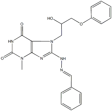 benzaldehyde [7-(2-hydroxy-3-phenoxypropyl)-3-methyl-2,6-dioxo-2,3,6,7-tetrahydro-1H-purin-8-yl]hydrazone Struktur