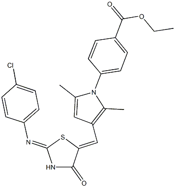 ethyl 4-[3-({2-[(4-chlorophenyl)imino]-4-oxo-1,3-thiazolidin-5-ylidene}methyl)-2,5-dimethyl-1H-pyrrol-1-yl]benzoate Struktur