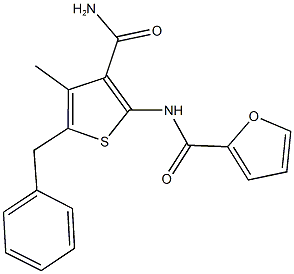 N-[3-(aminocarbonyl)-5-benzyl-4-methylthien-2-yl]-2-furamide Struktur