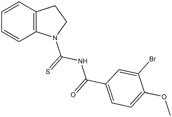 3-bromo-N-(2,3-dihydro-1H-indol-1-ylcarbothioyl)-4-methoxybenzamide Struktur