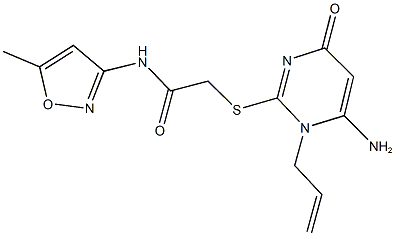 2-[(1-allyl-6-amino-4-oxo-1,4-dihydro-2-pyrimidinyl)sulfanyl]-N-(5-methyl-3-isoxazolyl)acetamide Struktur