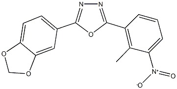 2-(1,3-benzodioxol-5-yl)-5-{3-nitro-2-methylphenyl}-1,3,4-oxadiazole Struktur