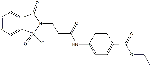 ethyl 4-{[3-(1,1-dioxido-3-oxo-1,2-benzisothiazol-2(3H)-yl)propanoyl]amino}benzoate Struktur