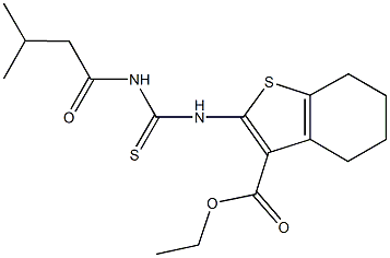 ethyl 2-({[(3-methylbutanoyl)amino]carbothioyl}amino)-4,5,6,7-tetrahydro-1-benzothiophene-3-carboxylate Struktur