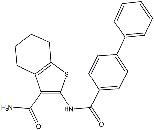 2-[([1,1'-biphenyl]-4-ylcarbonyl)amino]-4,5,6,7-tetrahydro-1-benzothiophene-3-carboxamide Struktur