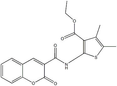 ethyl 4,5-dimethyl-2-{[(2-oxo-2H-chromen-3-yl)carbonyl]amino}-3-thiophenecarboxylate Struktur