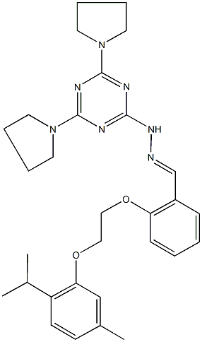 2-[2-(2-isopropyl-5-methylphenoxy)ethoxy]benzaldehyde (4,6-dipyrrolidin-1-yl-1,3,5-triazin-2-yl)hydrazone Struktur