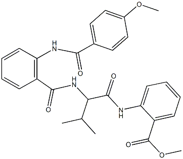 methyl 2-{[2-({2-[(4-methoxybenzoyl)amino]benzoyl}amino)-3-methylbutanoyl]amino}benzoate Struktur