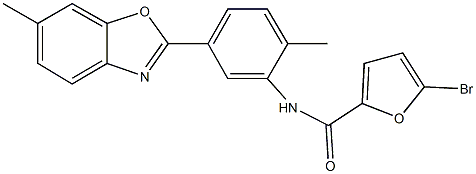 5-bromo-N-[2-methyl-5-(6-methyl-1,3-benzoxazol-2-yl)phenyl]-2-furamide Struktur