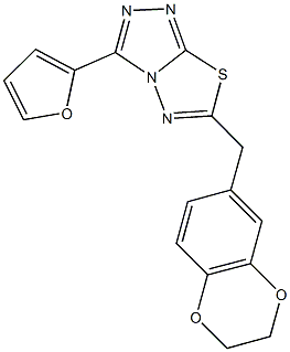 6-(2,3-dihydro-1,4-benzodioxin-6-ylmethyl)-3-(2-furyl)[1,2,4]triazolo[3,4-b][1,3,4]thiadiazole Struktur