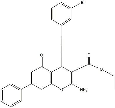 ethyl 2-amino-4-(3-bromophenyl)-5-oxo-7-phenyl-5,6,7,8-tetrahydro-4H-chromene-3-carboxylate Struktur