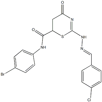 N-(4-bromophenyl)-2-[2-(4-chlorobenzylidene)hydrazino]-4-oxo-5,6-dihydro-4H-1,3-thiazine-6-carboxamide Struktur