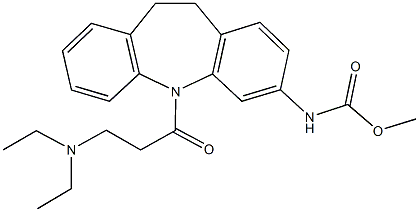 methyl 5-[3-(diethylamino)propanoyl]-10,11-dihydro-5H-dibenzo[b,f]azepin-3-ylcarbamate Struktur